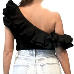 DO+BE off shoulder ruffle top: